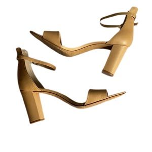 Vince Camuto Leather Strappy Nude Blocks Heels